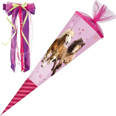 Produktbild von Nestler Schultüte Pferdefreunde 85 cm mit Schleife