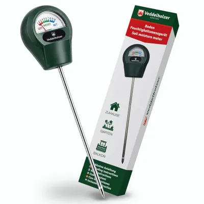 Produktbild von Veddelholzer Boden-Feuchtigkeitsmessgerät für Pflanzen, Hygrometer, Feuchtigkeitsmesser mit Edelstahl-Sonde und gehärteter Kupferspitze