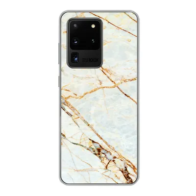 Produktbild von MuchoWow® Handyhülle Schutzhülle Hülle für Samsung Galaxy S20 Ultra Marmor - Gold - Luxus Silikon Softcase Handy Hülle - Karteninhaber - Geburtstag Teenager