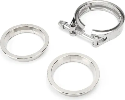 Image de Kit de bride et colliers d'échappement en acier inoxydable 304, compatible avec les systèmes de type V, pour tuyaux d'échappement de 3,0 pouces (76 mm)
