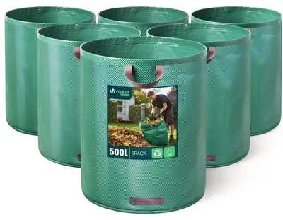 Immagine prodotto di VOUNOT® Sacco da giardino da 500 litri con manici, sacco per rifiuti vegetali, set da 6 pezzi