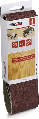 Produktbild von KREATOR Holz Schleifband für Bandschleifer 3 Stück - Körnung G40 - 7,5 x 53,3 cm