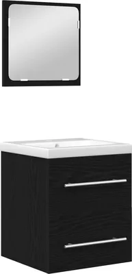 Produktbild von Badezimmermöbel-Set 2 pcs Schwarz Eichen-Optik Holzwerkstoff
