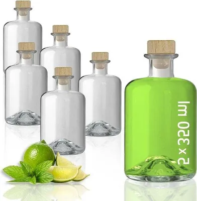 Produktbild von 5 x 350 ml Selbstfüllglasflaschen -  mit Glaspharmabehältern