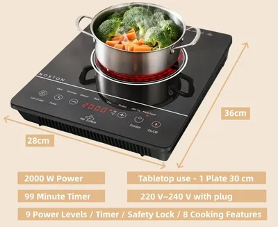 Produktbild von Induktionskochfeld - Einbaukochfeld für 1 Kochzone - 230 V - Über 3000 W - Slider-Touch-Bedienung - Timer - Glaskeramik