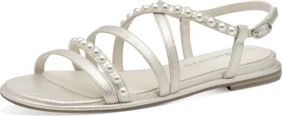 Produktbild von Tamaris Damen Sandale flach mit Perlenbesatz und TOUCHit Fußbett 1-28143-44, Größe:40 EU, Farbe:Beige