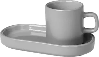 Image de blomus Pilar Set 2 tasses à expresso, Mirage Grey, céramique, H 6 cm, P 7.5 cm, Ø 5 cm, V 0.05 l, 63725