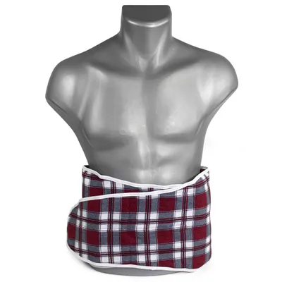 Produktbild von Traubenkernkissen zum Umbinden - Gürtel mit Klettverschluss ca. 135cm - 7-Kammer Wärmekissen XXL Körnerkissen - Flanell karo-rot