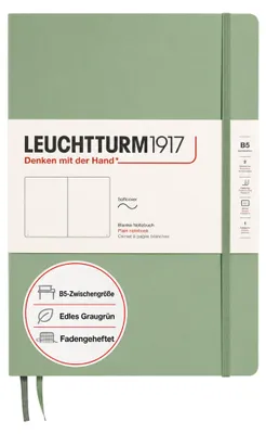 Produktbild von LEUCHTTURM1917 363929 Notizbuch Composition (B5), Softcover, 123 nummerierte Seiten, Salbei, Blanko – graugrün