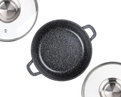 Produktbild von Klönberg 12-teiliges Topfset, antihaftbeschichtet, ideal für alle Herdarten, mit Deckel, schnell aufheizbar, Induktionstöpfe KB4021 SCHWARZ