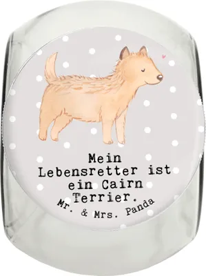 Produktbild von Mr. & Mrs. Panda Dose Cairn Terrier Lebensretter L 870ml - Grau Pastell - Geschenk, Keksdose, Snackdose, Dekoglas, glasbehälter, Vorratsbehälter