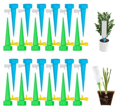 Imagen del producto de Kit de riego por goteo, 20 piezas, con boquillas de pulverización automáticas ajustables, para plantas en macetas