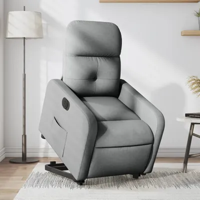 Produktbild von Design Relaxsessel mit Aufstehhilfe Elektrisch Hellgrau Stoff, Klassische Sessel 2024 Neu