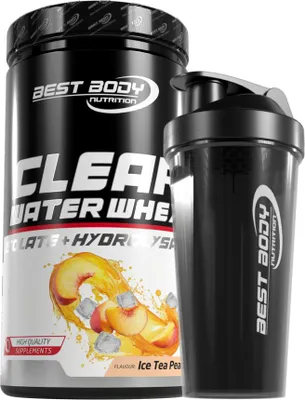 Produktbild von Best Body Nutrition - Clear Water Whey Isolate - Ice Tea Peach - 450 g Dose + Shaker