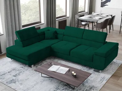 Produktbild von BroMARKT Ecksofa ANTON Schlaffunktion Bettkasten L-Form 275x202x90cm Grün