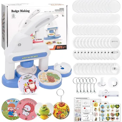 Produktbild von 88 Stück Profi Buttonmaschine Montagefrei Badge Maker Set DIY Basteln Kindergeburtstag