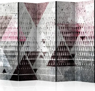 Produktbild von Akusticher Raumteiler Betonoptik Foto Paravent 225x172 cm beidseitig auf Vlies-Leinwand bedruckt Akustikschaum Trennwand Spanische Wand Sichtschutz Home Office Beton grau rosa f-C-0192-z-c