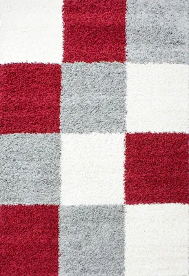Produktbild von Teppium Hochflor Teppich Shaggy Karo Design Weich Teppich Wohnzimmer Flauschig, Grösse: 80x150 cm