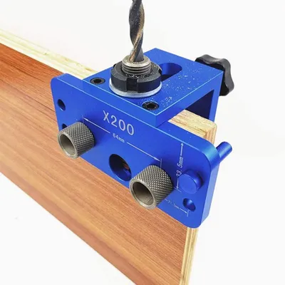 Produktbild von Gatbohr-Positionierhilfe 3-in-1 – Verstellbare Vorrichtung für die Holzbearbeitung – Lochmarkierer – Schraubvorrichtung – Aus Aluminiumlegierung – Verschleißfestes Design – Bohrführung