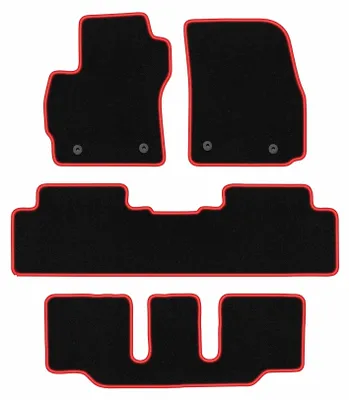 Produktbild von Fußmatten Automatten Velours Schwarz/Rot für Mazda 5 I 2005-2010 Set 4-tlg