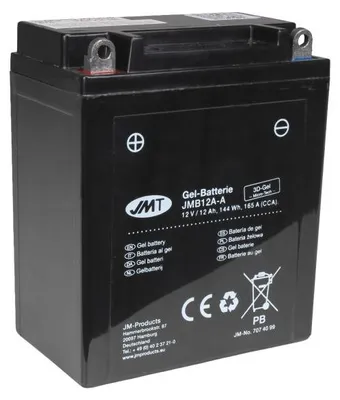 Produktbild von JMT Gel Batterie YB12A-A 12 V 12 Ah 165 A 134 x 80 x 161 mm