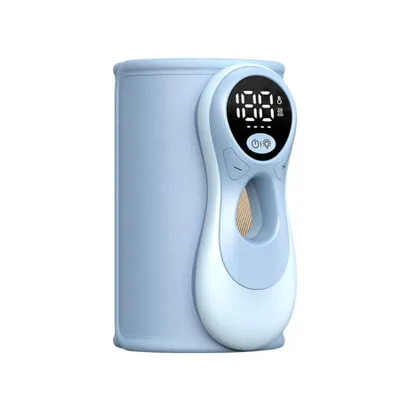 Zdjęcie produktu dla Zimilo Przenośny bezprzewodowy podgrzewacz do butelek, akumulator 8000 mAh, 11 poziomów temperatury, dioda LED, szybkie ładowanie 30 W, okienko podglądowe, lampka nocna, kolor niebieski