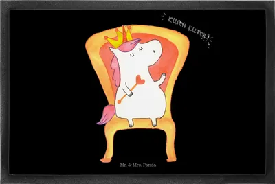Produktbild von Mr. & Mrs. Panda Schmutzfangmatte Einhorn König 60 x 90 cm - Schwarz - Geschenk, Kaiser, Schmutzmatte, Gummimatte, Bundeskanzler, Fussmatte, Krone, Prinzessin, Türmatte