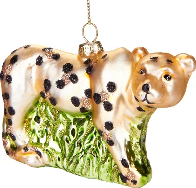Zdjęcie produktu dla BRUBAKER Leopard - ręcznie malowana szklana bombka choinkowa - figurka ozdoby choinkowej zabawna zawieszka bombka choinkowa - 11,5 cm