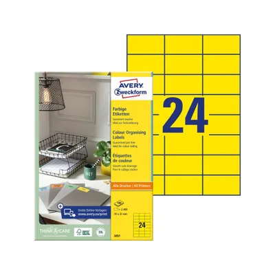 Produktbild von AVERY DP24J-100 Adressetikett, 70 x 35 mm, Neongelb