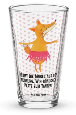 Produktbild von Mr. & Mrs. Panda Tumbler Fuchs Ballerina - Transparent - Geschenk, Yeah, Cocktailglas, Ballett, Glasbecher, Geburtstag, Party, Bierglas, Glas, Trinkglas, Füchse, Tanzen