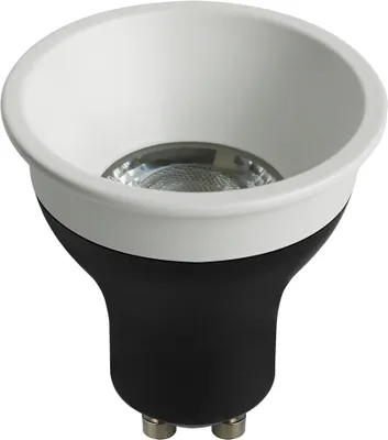 Image de Ampoule LED Deep-Deco Réflecteur noir 4,9W GU10 550lm blanc chaud 3000K 36° + anneau blanc Ø5cm