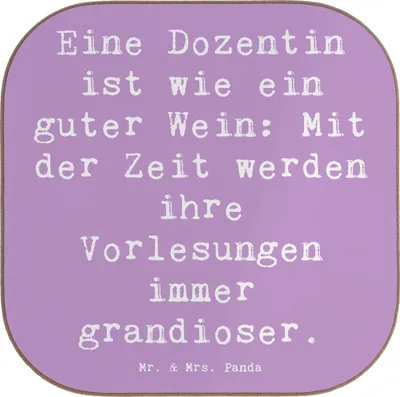 Produktbild von Mr. & Mrs. Panda Untersetzer für Gläser Spruch Dozentin Genuss - Lavendeltraum - Geschenk, Mentorin, bieruntersetzer, Tischuntersetzer, kreative Geschenke, Berufsliebe