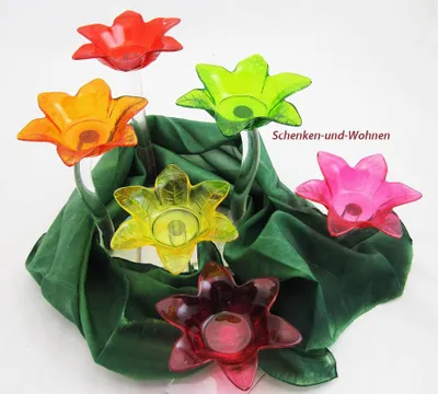 Produktbild von 1 Glas-Teelichthalter Blume rot, ca. 20 cm hoch