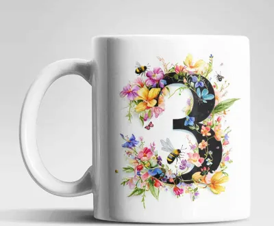 Produktbild von Name A bis Z und 0 bis 9 Blumen Bienen Kaffeetasse Teetasse Tasse Geschenkidee – 3
