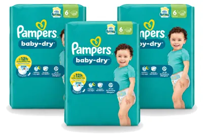 Obrázok produktu pre 3 kusy plienok Pampers Baby-Dry, veľkosť 6 – výhodný balík