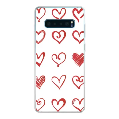 Produktbild von MuchoWow® Handyhülle Schutzhülle Hülle für Samsung Galaxy S10 Lite Eine Illustration mit Herzen in verschiedenen Formen Silikon Softcase Handy Hülle - Schutz