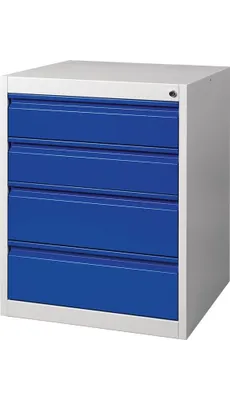 Produktbild von Schubladenschrank BK 600 H800xB600xT600mm grau/blau 4 Schubl. Einfachauszug