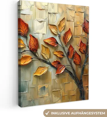 Produktbild von Leinwand Bilder 60x80 cm - Lebensbaum - Abstrakt - Natur - Kunst, Bilder, Wanddeko Wohnzimmer