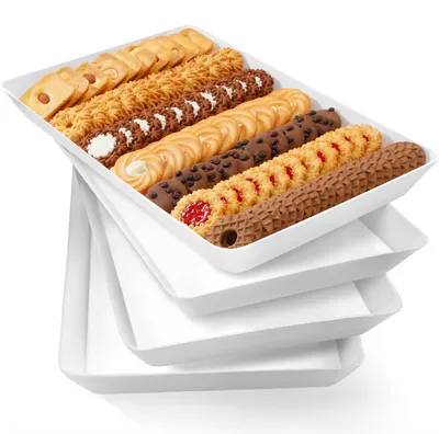 Servierschalen aus Kunststoff, 4er-Set, 34,3 × 24 cm, weiß, BPA-frei