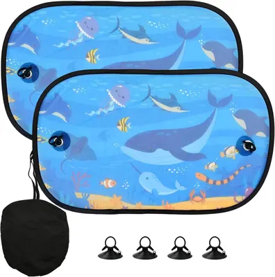 Imagen del producto de Protectores solares para coche, 2 unidades, 51 x 30 cm, con mosquitera para las ventanas laterales