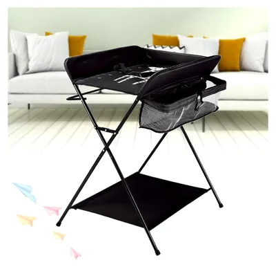 Produktbild von Klappbare Wickelkommode mit Wickelauflage, Faltbarer Wickeltisch Tragbarer Wickelkombi Klappwickeltisch Reisewickelkommode bis 25kg