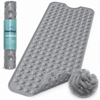 Produktbild von Badematte Duschmatte - 100x40cm - Antirutschmatte Grau mit Saugnäpfen - Antirutschmatte für Bad oder Dusche