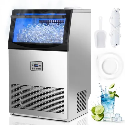Produktbild von Gewerbliche Eiswürfelmaschine, 72 kg/24 Std.Edelstahl Untertisch-Eismaschine mit 28 kg Eislagerkapazität