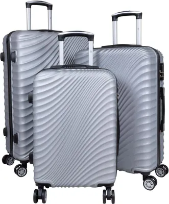 Produktbild von Kofferset Trolleyset 3 teilig Padua Hartschale Reisekoffer ABS silbergrau