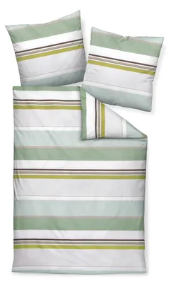 Produktbild von Traumschloss Premium Flanell Bettwäsche - gestreift in verschiedenen Grüntönen 135 x 200 cm gestreift in verschiedenen Grüntönen