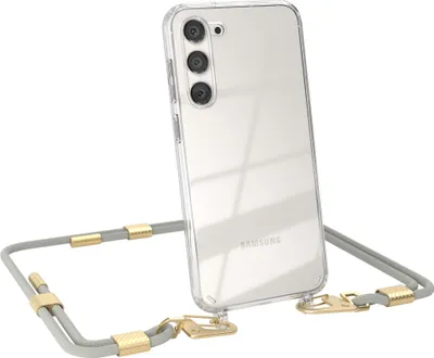 Produktbild von EAZY CASE Handykette für Samsung Galaxy S23 Plus, Transparente Silikonhülle mit Band, Clear Case, abnehmbar in  Beige