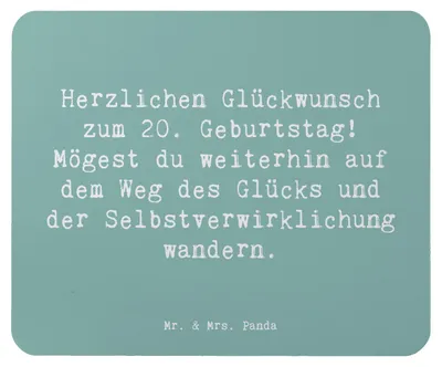 Produktbild von Mr. & Mrs. Panda Mauspad Spruch 20. Geburtstag Glückspfad - Meeresbrise - Geschenk, Herzlichen Glückwunsch, Happy Birthday, laptop, Feiern, computer mousepad, Jubiläum