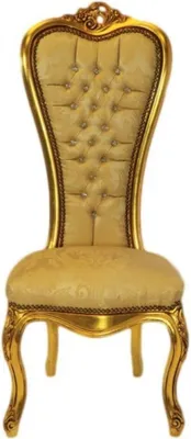 Produktbild von Casa Padrino Barock Thron Stuhl Queen Anne Gold Muster / Gold mit Bling Bling Glitzersteinen - Hochlehnstuhl