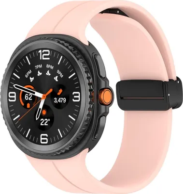 Produktbild von Für Samsung Galaxy Watch 8 / 8 Classic Silikon Armband mit Magnetischer Faltschließe Rosa