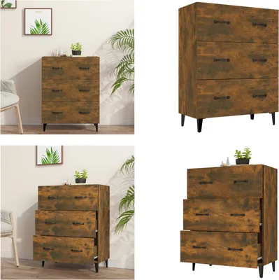 Image de vidaXL Sideboard chêne fumé 69,5x34x90 cm Bois composite - Sideboard - Buffets - Armoire - Armoire de stockage
